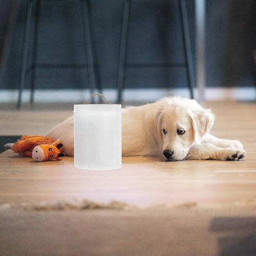 Amici Pet Puppy Paws White Metal Food Canister, Small, 64oz | Small Airtight Pet Food Storage Container with Silicone Gasket Lid, Embossed Paw Print for Dog & Cat Food, Treats & Kibbles
