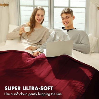 Electric Blanket Queen Size Red, Dual Control, Overheat Protection - color: 04 - Red, size: Queen - 84" x 90"