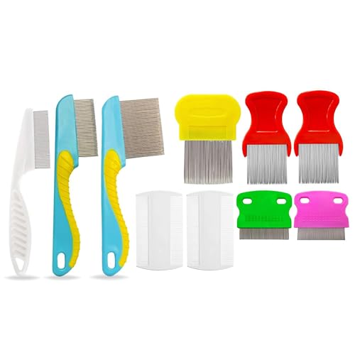 10 Pcs Lice Combs, Steel Teeth Double Sided Fine Tooth Hair Flea Comb, Removal Dandruff Louse Nit Grooming Tool for Head Treatment Pets Kids Adults