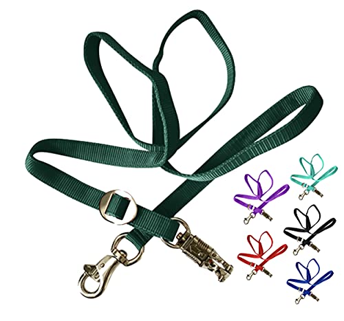 Majestic Ally Double Thick 36" to 72" Trailer Tie for Horse Haulage, Cross tie with Adjustable Buckle, Panic Snap and Bull Snap – 1" Wide by 36" to 72" Long (Hunter Green) - color: Hunter Green