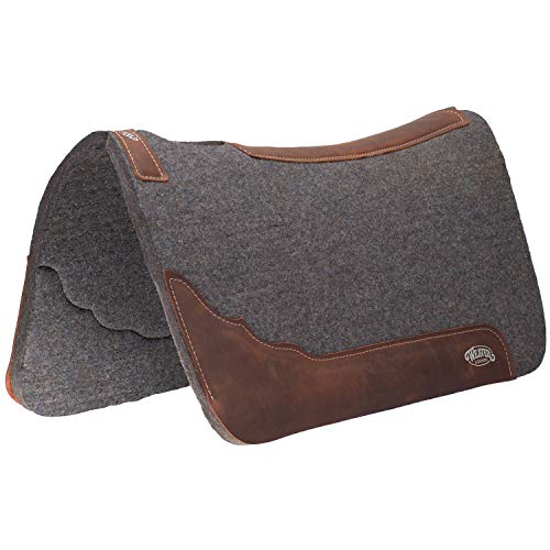 Weaver Equine 31" x 32" Premium Contoured Pure Wool Felt Horse Saddle Pad, Shock Absorbing Western Saddle Pad for Protection, Equine Supplies, Gray