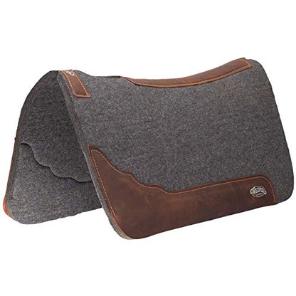 Weaver Equine 31" x 32" Premium Contoured Pure Wool Felt Horse Saddle Pad, Shock Absorbing Western Saddle Pad for Protection, Equine Supplies, Gray