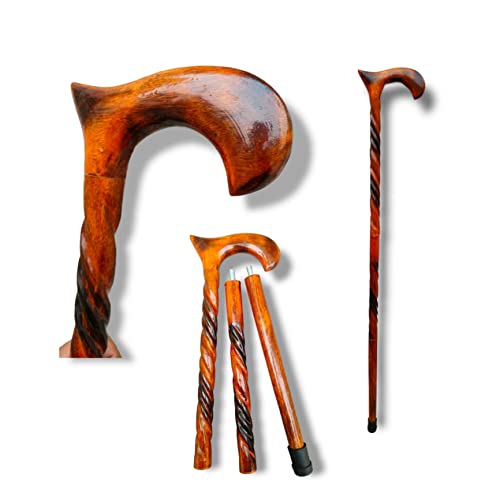 Walking Cane for Men | Wooden Walking Stick | Wooden Canes for Men | Walking Canes | Wooden Cane Collapsible 3 Section Natural Wood Handle Ladies Senior