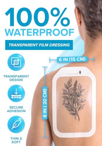 Transparent Film Dressing, 6x8 Waterproof Bandages | Pack of 22 | FSA&HSA - size: 6x8 22ct