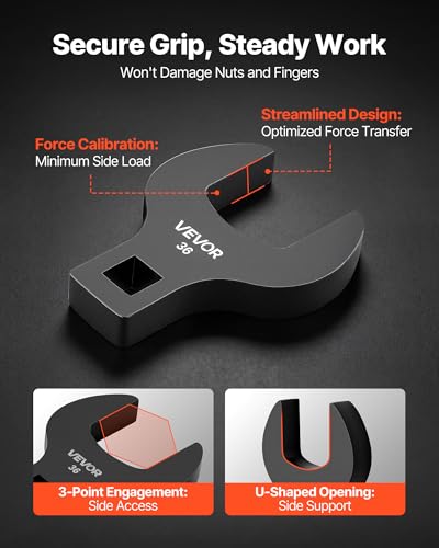 VEVOR Crowfoot Wrench Set, 1/2" Drive, 14-Piece Metric 27 to 50 mm Crows Foot Wrenches, with Storage Tray, Dual Size Markings on Tools and Tray, for Auto Maintenance or Repairs - size: 1/2" 14 PCS Black