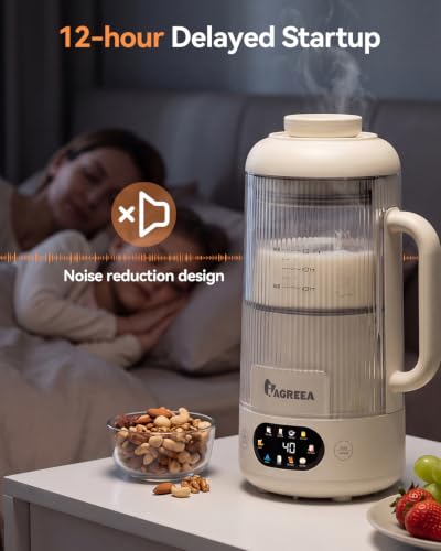 IAGREEA 35oz Glass Nut Milk Maker Machine, 10 in 1 Noise Reducing Soy Maker - color: beige