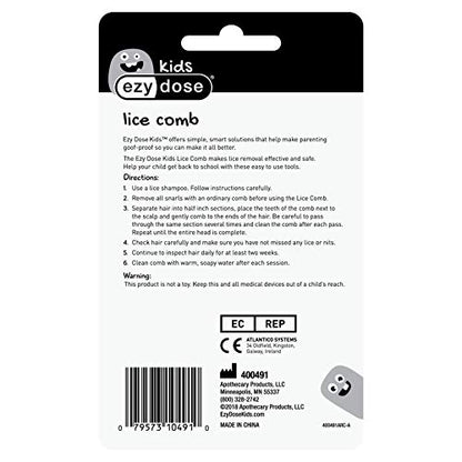 Ezy Dose Kids Lice Comb, Head Lice & Nit Removal, Safe for All Hair, Blue - size: Long Pin Teeth