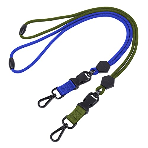 Wisdompro 2 Pack 23" Lanyard with Safety Breakaway Buckle - Blue,Army Green | Durable Heavy Duty Neck Lanyard, with Detachable Buckle and Metal Hook, for ID Card Badge Holder and Keys - color: Blue, Army Green, size: 23 inches