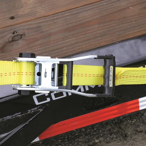 SMARTSTRAPS 27-Foot Premium Ratchet Strap (1 Pack), 10,000 lb Break Strength, 3,333 lb WLL – Heavy-Duty Commercial Tie-Down for Equipment, Tractors & Vehicle Transport, Yellow - size: 27' 10000 lb - 1 Pack