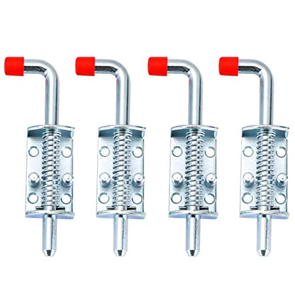MAOPINER 4PCS Metal Barrel Bolt Latch, 6.5" Spring Loaded Door Lock | Zinc Plated Slide Bolt with Grip Handle for Ramp Doors, Fences, RVs, Gates and General Hardware Applications