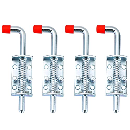 MAOPINER 4PCS Metal Barrel Bolt Latch, 6.5" Spring Loaded Door Lock | Zinc Plated Slide Bolt with Grip Handle for Ramp Doors, Fences, RVs, Gates and General Hardware Applications
