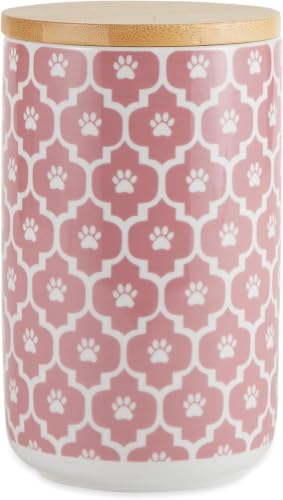 Bone Dry Lattice Collection Pet Bowl & Canister, Treat Canister, 4x6.5, Rose (Pack of 6) - color: Rose, size: Treat Canister, 4 x 6.5 in (Pack of 6)