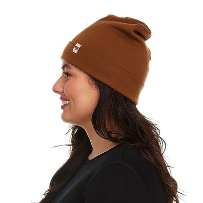 100% Merino Wool Cuff Beanie - Mens & Womens Warm Winter Hat - Watch Cap - Toque - Novelty Beanie - One Size Fits Most - color: Golden Brown