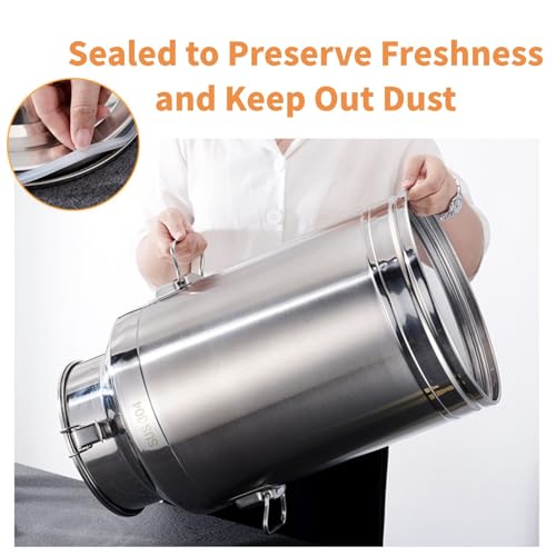 Milk Can 5L/1.32Gal Stainless Steel Seamless Milk Jug Milk Pail Milk Bucket with Handle Protable Liquid Container for Home, Farm, Transport