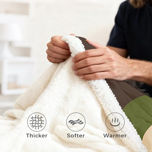 Sleepwish Green Camouflage Sherpa Blanket Throw 50x60 in - color: Army Green Camo, size: Throw
