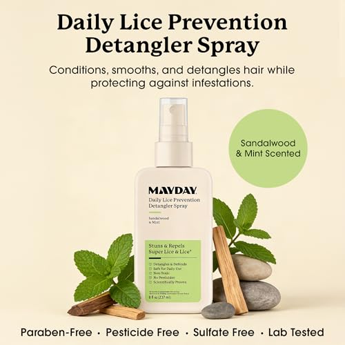 MAYDAY Daily Lice Prevention Detangler Spray 8oz, Sandalwood & Mint - style: Daily Lice - Detangler