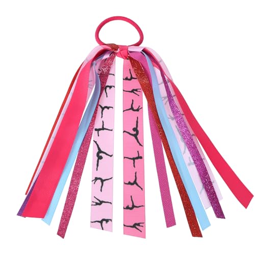 Girls Gymnastics Hair Ties Ponytail Holder Hair Ribbon Streamers Cute Gymnastics Dance Hair Accessories Sport Bow Elastic Hair Band Headband Gift for Gymnast Cheerleader Fan Women - color: Gymnastics