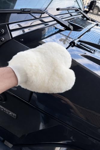 Natural Lambskin Wool Car Wash Mitt - Large Sheepskin for Wet and Dry Applications and Painters (1)