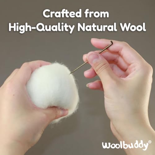 Woolbuddy Wool Felt Balls 12 PCS for Needle Felting 3 Size (3, 2.7, 2 Inch) | 100% Pure Wool Felt Balls 20PCS / 12PCS for Needle Felting & Christmas Holiday Ornaments, Core Wool Balls with Drawstring Bag
