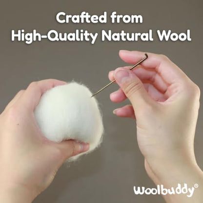 Woolbuddy Wool Felt Balls 12 PCS for Needle Felting 3 Size (3, 2.7, 2 Inch) | 100% Pure Wool Felt Balls 20PCS / 12PCS for Needle Felting & Christmas Holiday Ornaments, Core Wool Balls with Drawstring Bag