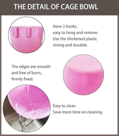 10 Pack Cage Cups Birds Feeders Seed Bowl Chicken Feeding Watering Dish Rabbit Water Food Hanging Wire Cages Box 8oz Coop Cups for Pet Parrot Parakeet Gamefowl Poultry Pigeon (Pink) - size: 10PCS Pink