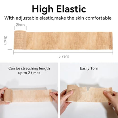 Self Adhesive Bandage Wrap,Bandage Tape,Medical Tape,Vet Tape - color: Skin Color, size: 3inch*8rolls