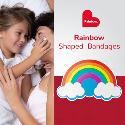 BioSwiss Bandages, Rainbow Shaped Self Adhesive Bandage Set, Latex Free, Sterile Wound Care, 24 Count - color: Rainbow, size: 24-Count Box