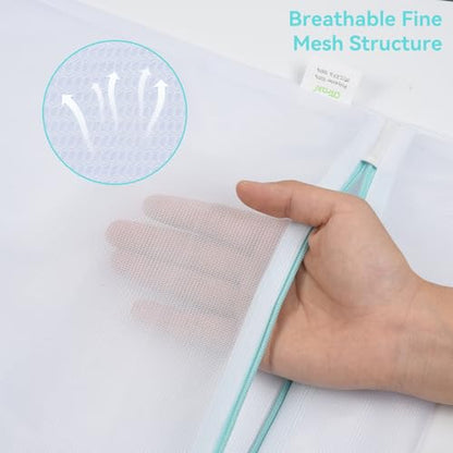 OTraki Mesh Laundry Bag for Delicates 12x16 inch Small Laundry Wash Bags for Washing Machine with Reinforced Zipper for Delicates Bra Socks Underwear, Don't Drying, Melting 140-176℉ White - size: 12 x 16 inch