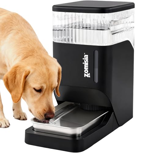 ZOMISIA 2.1 Gallon Gravity Dog Water Dispenser with Stainless Steel Bowl - color: Black, size: 8L