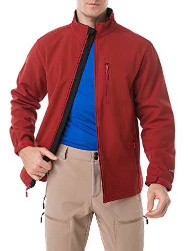TRAILSIDE SUPPLY CO. Men's Softshell Jacket Fleece Lined Windbreaker,Lightweight Water Resistant Winter Coat - color: Red Jasper (022), size: Medium