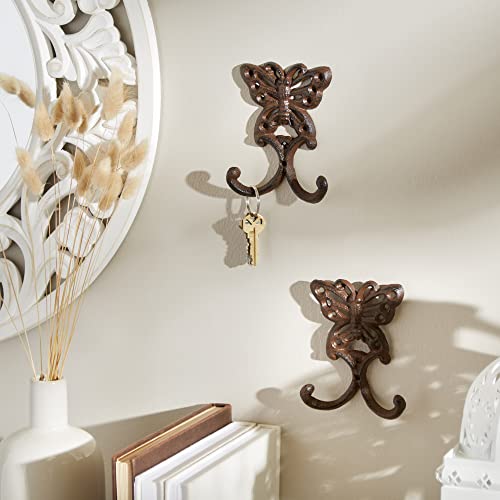 DII Cast Iron Decorative Wall Hook Set, Butterfly, 2 Count - size: Butterfly