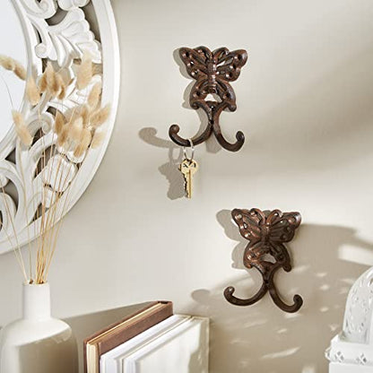 DII Cast Iron Decorative Wall Hook Set, Butterfly, 2 Count - size: Butterfly