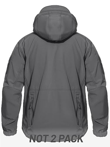 TACVASEN Men's Tactical Softshell Jacket Winter Soft Warm Fleece Lined - color: Gray, size: X-Large