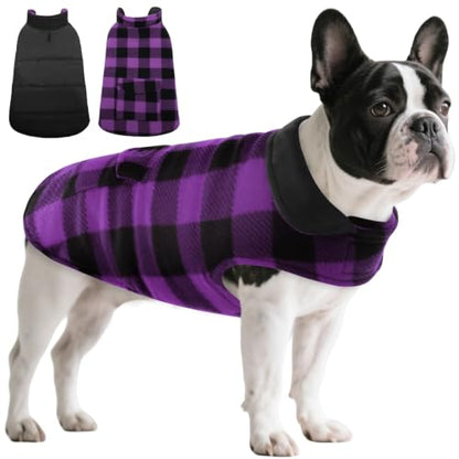 ASENKU Reversible Dog Winter Coat, Dog Jacket for Small Medium Large Dogs - color: Purple, size: X-Small