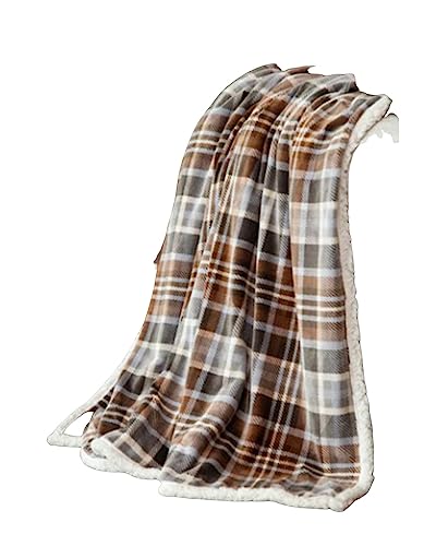 Carstens, Inc. Ultra Premium Super Soft Plush Sherpa Fleece Oversized Throw Blanket 54" x 68", Gray Chestnut Plaid - color: Gray Chestnut Plaid