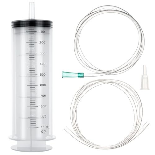 1000ml/cc Syringes with Tube 40 Inch Handy Plastic Tubing and Adapter Tip - size: 1000ML/CC