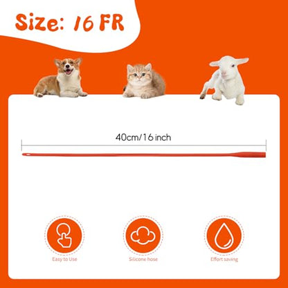Rubber Lamb Feeding Tubes 16" x 16FR, for Goat Piglet Puppy,Red,10 Pack - color: 10 Pack, size: 16 FR