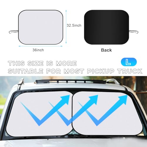 Ziciner 2 PCS Car Windshield Sun Shade, Auto Sun Heat and UV Rays Blocker, 33"×36" Foldable Automotive Front Window Sunshade Protector, Universal Vehicle Interior Accessories (Silver-L) - color: Silver-L (33×36 inches)