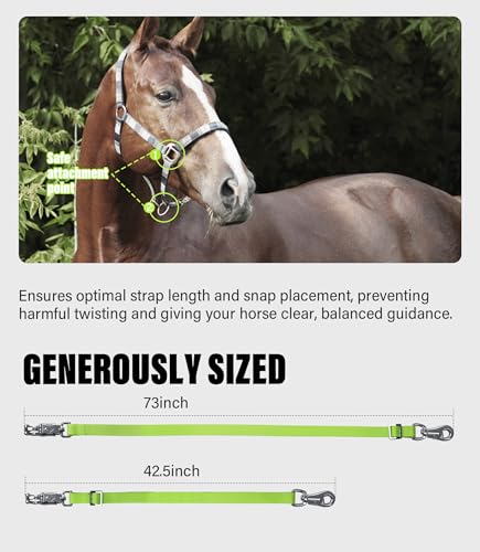 Cross Ties for Horse, Nylon Trailer Tie, Adjustable Length 42.5"-73" - color: Neon Yellow
