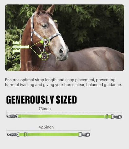 Cross Ties for Horse, Nylon Trailer Tie, Adjustable Length 42.5"-73" - color: Neon Yellow