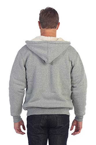Gioberti Men's Soft Heavyweight Sherpa Lined Fleece Hoodie Jacket - color: Heather Gray, size: Medium