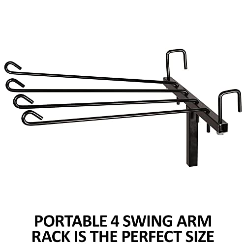 EASY-UP 4 Arm Swing Blanket and Pad Rack | Freestanding Portable Saddle Pad Rack for Horse Shows & Barns | Holds 4 Blankets or Pads | Removable Arms | Stable with T-Bar Base