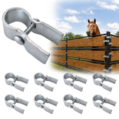 8-Pack Horse Panel Clamps for Wood Boards, Heavy-Duty Galvanized Steel, Fit 1-7/8" Livestock Corral Panels, Securely Attach Lumber to Horse Stalls & Round Pens