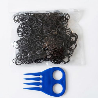 Horse Mane Braiding and banding Kit Mane/Tail Rubber Bands, Braid Aid Braiding Comb (Brown Band/BlueComb) - color: Brown Band/BlueComb
