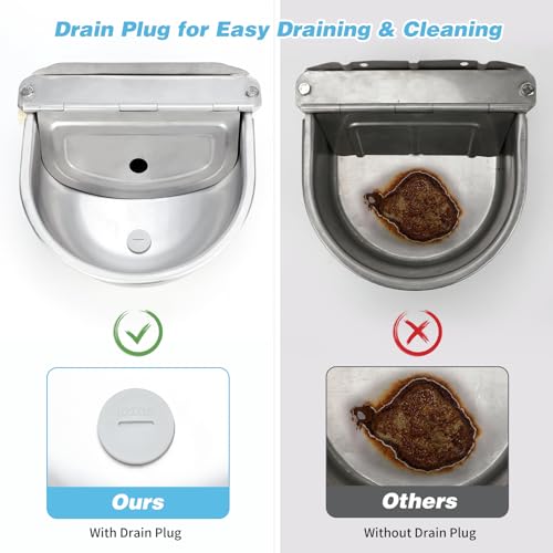 FHTONGE 304 Stainless Steel Automatic Dog Water Bowl Dispenser with Outfall