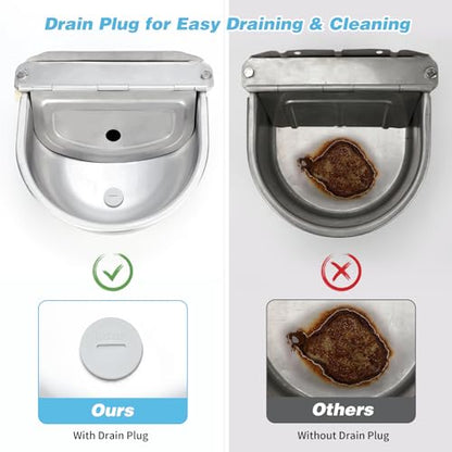 FHTONGE 304 Stainless Steel Automatic Dog Water Bowl Dispenser with Outfall