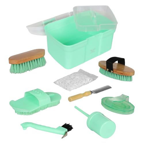 TuffRider Ultimate Groom Box Kit 8 Pieces-Green - color: Green