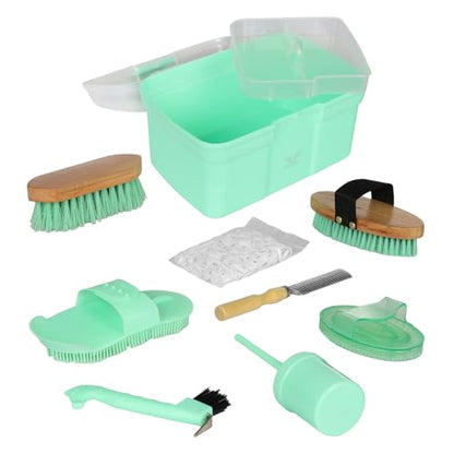 TuffRider Ultimate Groom Box Kit 8 Pieces-Green - color: Green