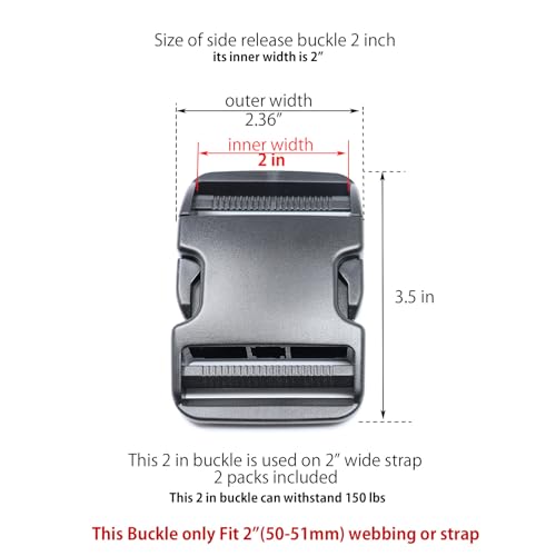 Quick Side Release Buckle, Heavy Duty Plastic Snap Buckle Clip Clasp Fasteners for Backpack Strap - style: 2 Inch - 2 Pieces