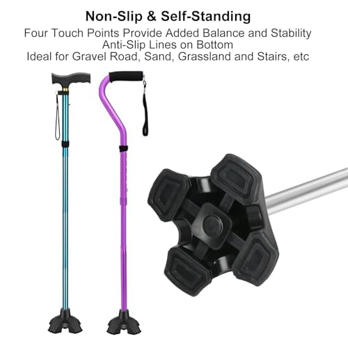 supregear Cane Tip 3/4 inch Heavy Duty - Self Standing Non-Slip Rubber Quad Base for Walking Cane - Stable 4 Prong Replacement Foot Pad for Walking Stick Offset Quad Pod or Tripod - size: 3/4 inch